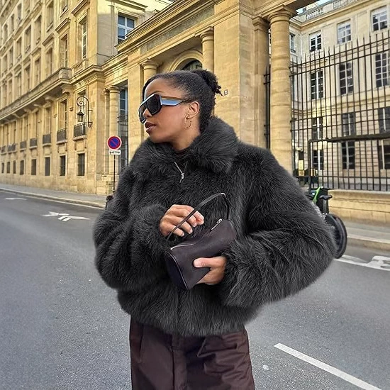 Амазонка AliExpress осень и зима новая искусственная шерстяная короткая куртка женская меховая куртка европейская и американская лиса шерсть топ