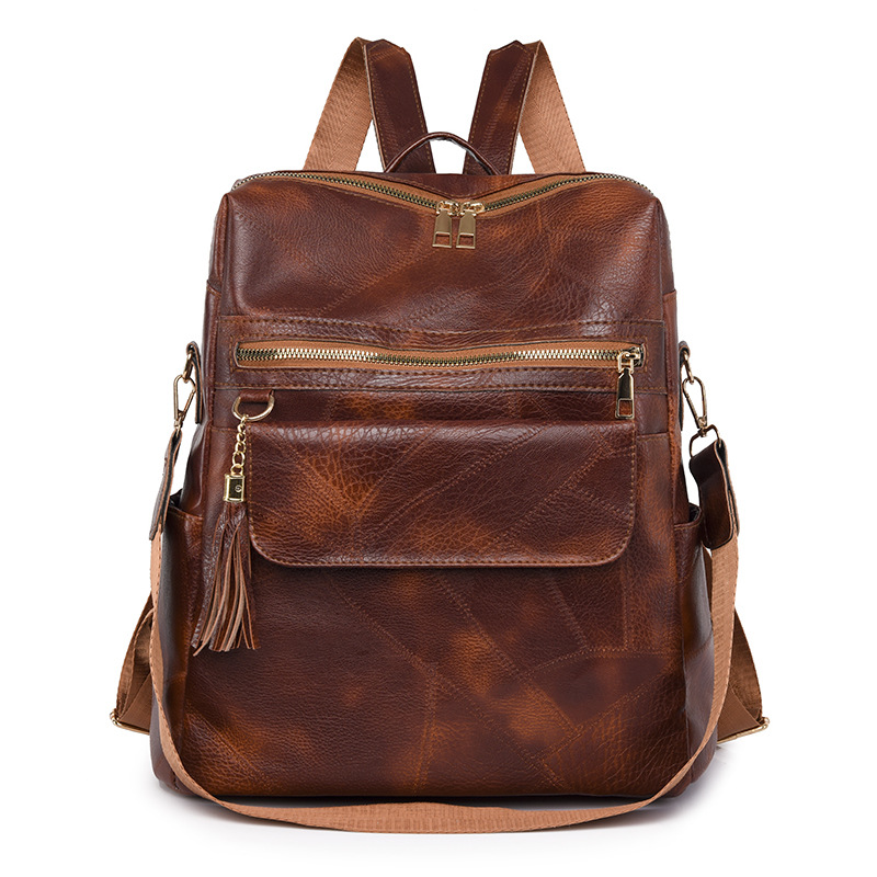 Nuevo producto de comercio exterior 2023 casual mujer mochila de cuero suave moda versátil multifuncional de doble uso mochila escolar