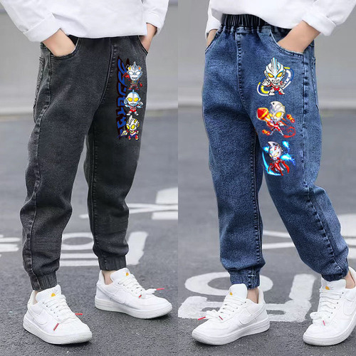 Ultraman Boys' Denim Pants 2025 Spring and Autumn Children's Autumn Thickened Loose Pants Boys' Older Kids' Casual Trousers
