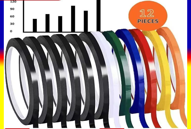 白板画边框5S桌面定位标识胶带白板分格警示彩色玛拉胶带