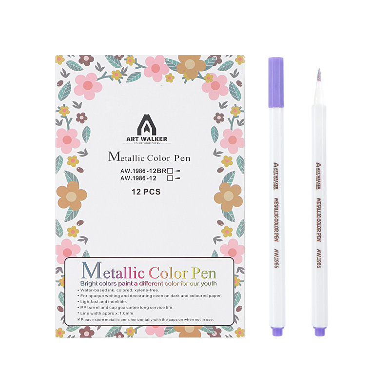 Metal acrílico rotulador cabeza suave 12 color metal pluma cabeza dura pintura pluma estudiante diario colorear pluma marcado pluma