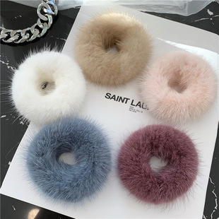 Korean Simple Mink Hair Ring Ins Style Cute Popular Plush Hair Ball Hair Rope Headband Rubber Band Hair Accessories for Women