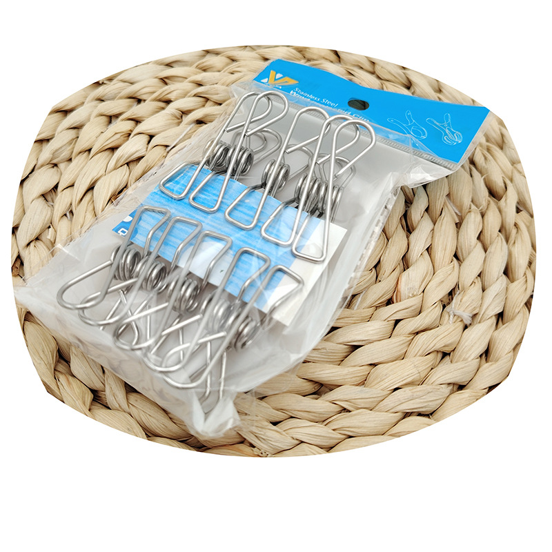 N2131 diez abrazaderas de acero inoxidable a prueba de viento, abrazaderas de acero inoxidable gruesas, abrazaderas de ropa a prueba de viento, abrazaderas de archivo, abrazaderas J