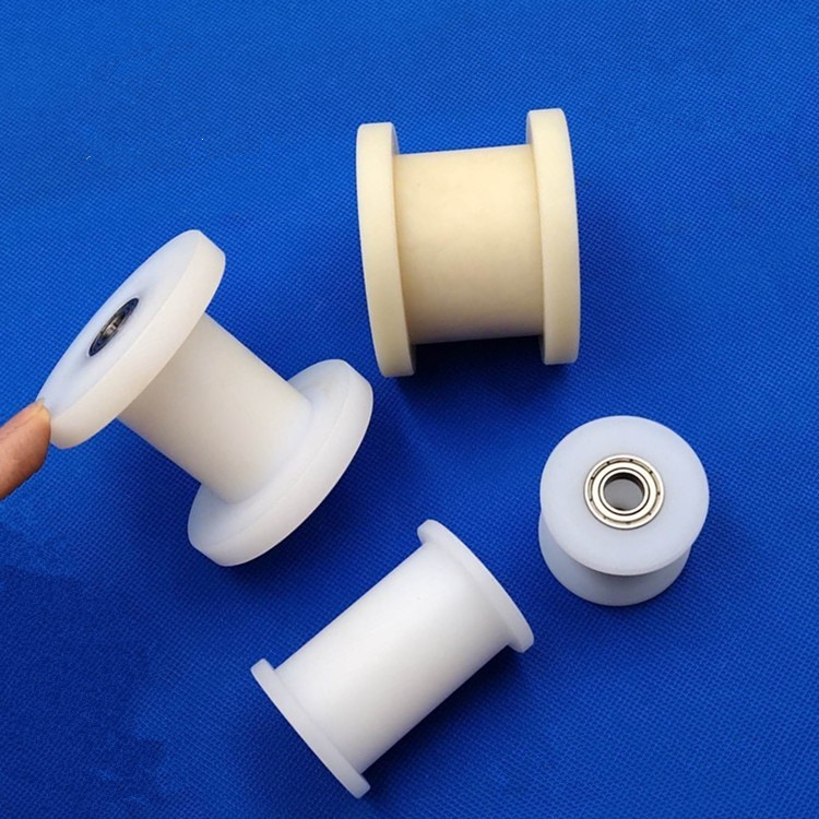 H型凹槽尼龙滑轮轴承压带轮滚轮塑料链条轮钢丝绳导轨滑轮内20-30