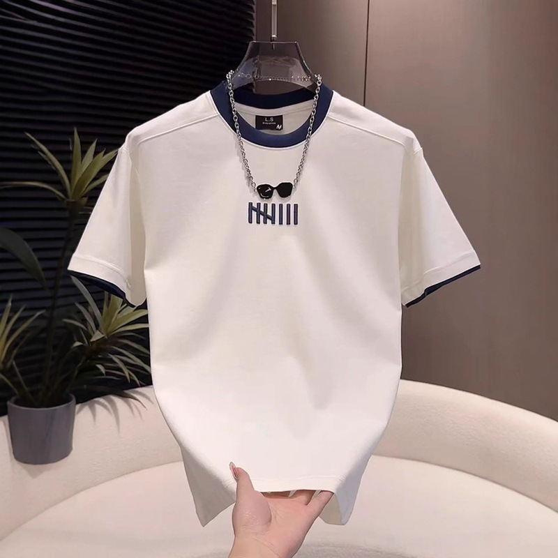 New Men's Simple Design Short-Sleeved Color-Blocked T-Shirt 2025 Summer Round Neck Loose Breathable Casual Half-Sleeved Shirt New Men's Simple Design Short-Sleeved Color-Blocked T-Shirt 2025 Summer Round Neck Loose Breathable Casual Half-Sleeved Shirt