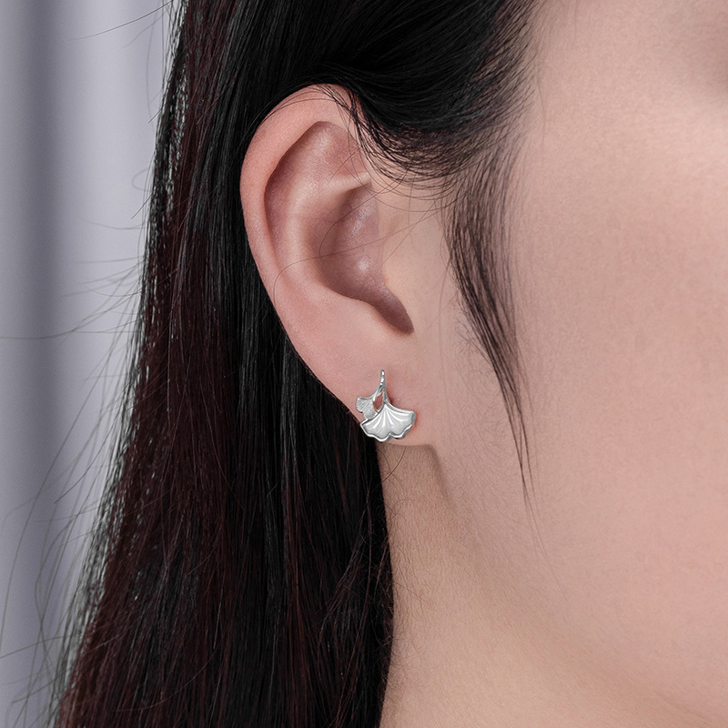 Ginkgo hoja 999 pendientes de plata esterlina para las mujeres verano 2023 nuevo diseño de nicho de alta calidad madre blanca pendientes de concha