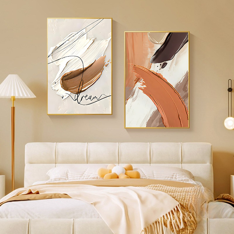 Abstract art bedroom decorative painting with a high-end texture, simple living room and dining room wall art, master bedroom bedside hanging painting