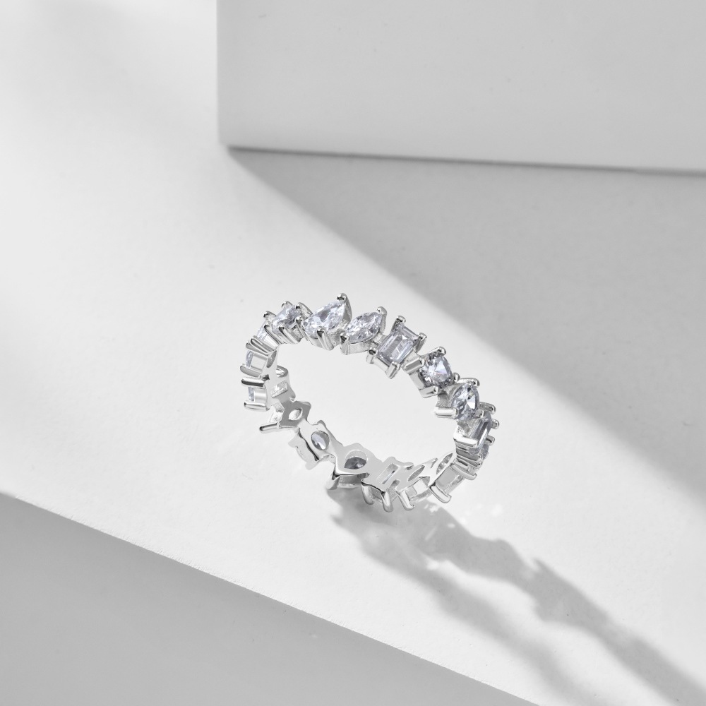 6g Weight Zircon Inlay Material Rings Classification 5, 9, Adjustable Ring Size 1 Piece Quantity Holiday, Daily Occasion 925 Sterling Silver Material Geometric Pattern Women's Gender Plating, Inlay Design Basic, Modern Style, Classic Style Style 925 Sterling Silver Zircon Geometric Rings 27