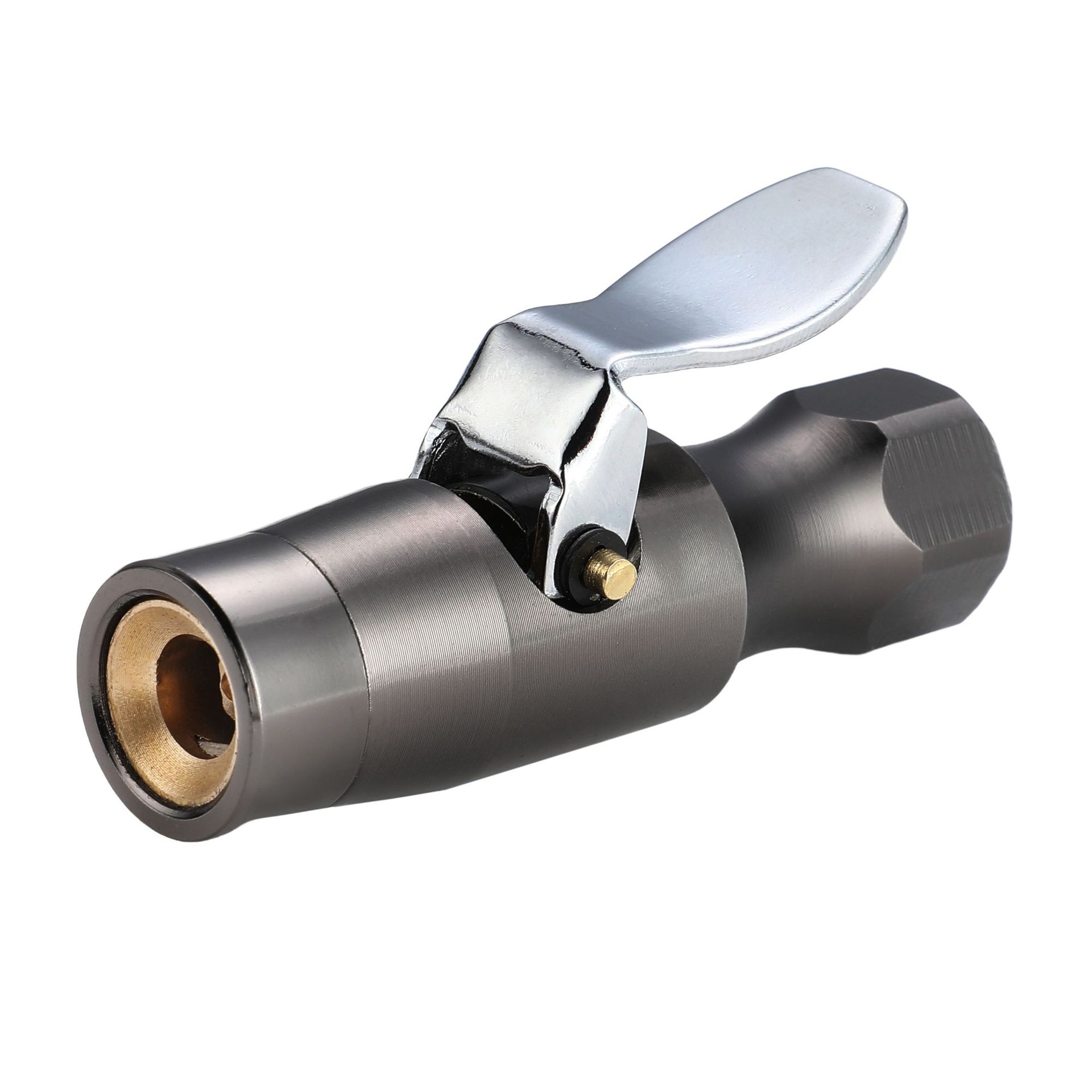 常闭式铜制自锁轮胎夹头气压表打气嘴胎压表夹气嘴充气嘴充气头