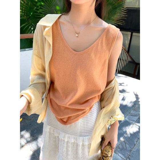 Snowflake Cotton Summer New Loose Lazy Style Base Camisole for Women Commuting, Inner Layer, Flesh-Covering Sleeveless Top