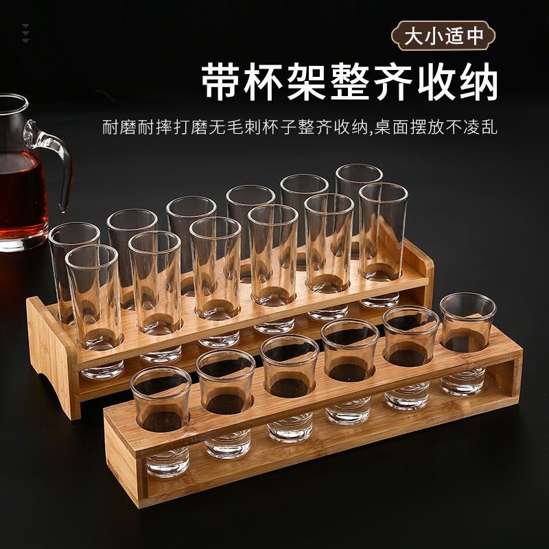 Vaso de vino de bambú y madera conjunto de tazas de bala de almacenamiento de tazas domésticas dispensador de licor un soporte de tazas