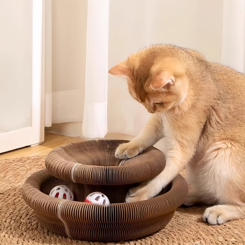 新しい猫スクラッチボード磁気変化可能な段ボールアコーディオン猫スクラッチボードペット用品猫の爪研削耐摩耗性猫のおもちゃ|undefined