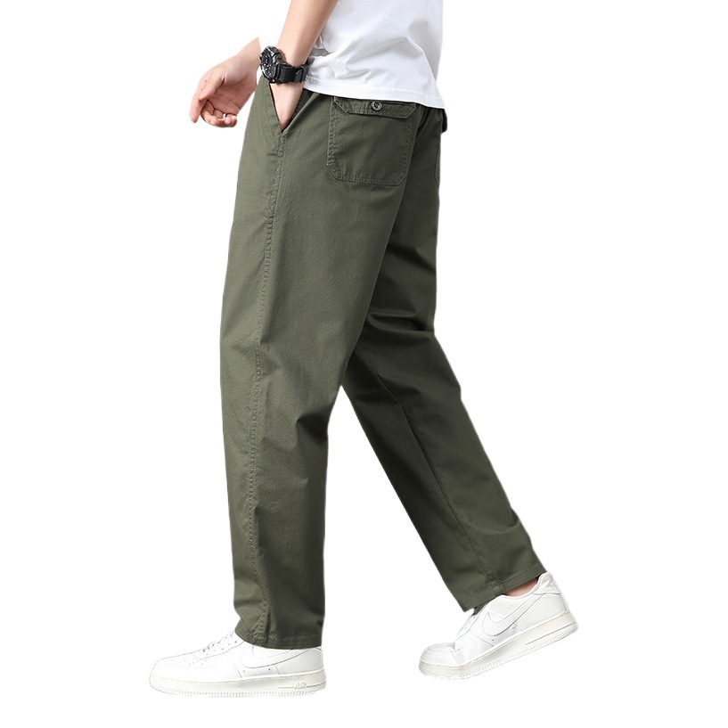 Pantalones casuales de los hombres de Zoruan pantalones de los hombres de primavera pantalones sueltos rectos de mediana edad pantalones elásticos de algodón Pantalones