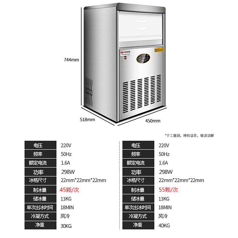 Máquina de fabricación de hielo comercial Xilexeng, equipo de tienda de té de leche de hielo cuadrado automático, conjunto completo de bar de escritorio, bar KTV grande