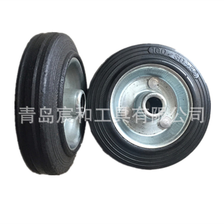 4寸5寸橡胶实心轮静音定向万向轮平板手推车耐磨脚轮童车小型轮