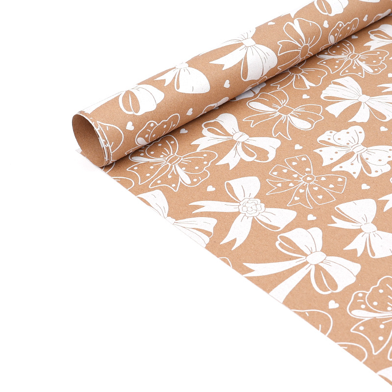 Explosiones transfronterizas de papel de embalaje de regalos de Navidad blanco 3m 10m papel de regalo de gran tamaño enrollado papel de papel retro kraft