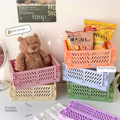 Korean Instagram foldable plastic storage box for students, desk organization, planner, tape, stationery, skincare products, and item basket