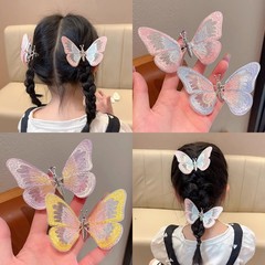 新しい蝶のヘアピン子供の古代スタイルの漢服ヘアアクセサリー女の子の弓のヘアピン頭飾り甘い女の子の頭飾りヘアピン