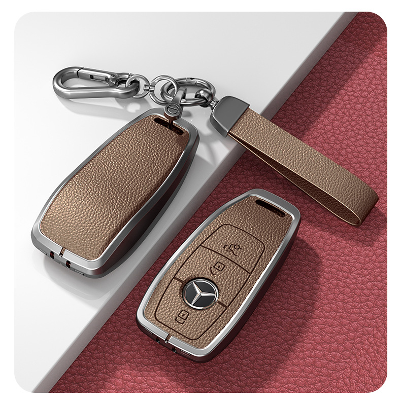 Suitable for Mercedes-Benz Key Cover C-Class 260L Glc300 S400 Without Car Logo Men's and Women's Key Case Leather