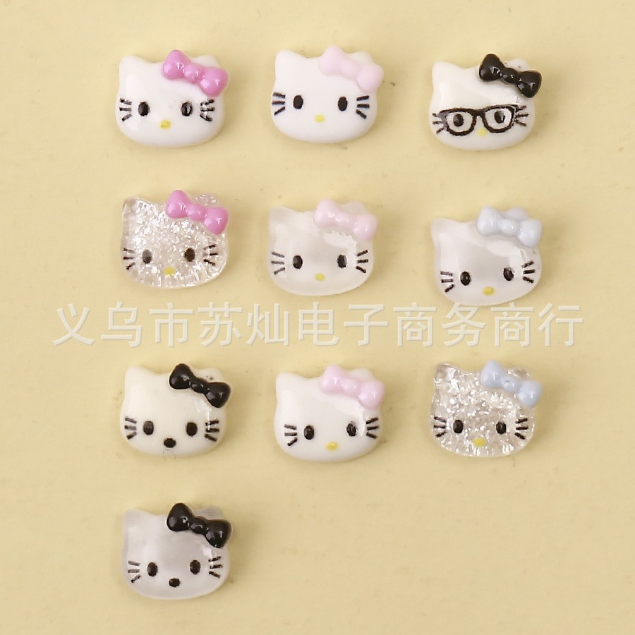 Nuevo hielo transparente resina tridimensional accesorios de dibujos animados uñas DIY crema pegamento caja del teléfono decoración gatito al por mayor KT gato
