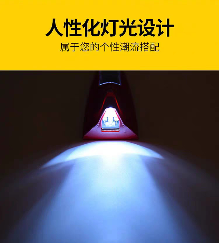 Car Solar Antenna Fin Light Universal Roof Anti-Rear Collision Warning Light Shark Fin Strobe Light Decoration