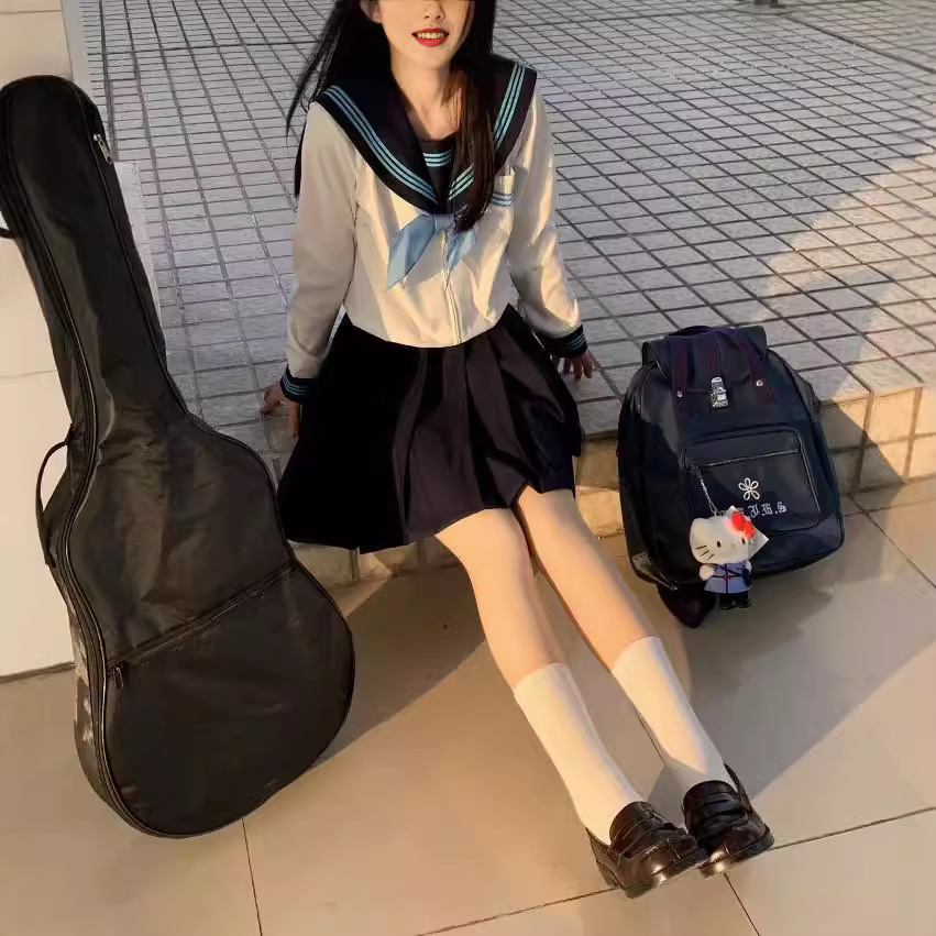 일본 정통 JK 유니폼 스커트 세 가지 기본 여름 선원 세트 짧은 소매 달콤한 자매 세트 여성을위한 대학 스타일 학교