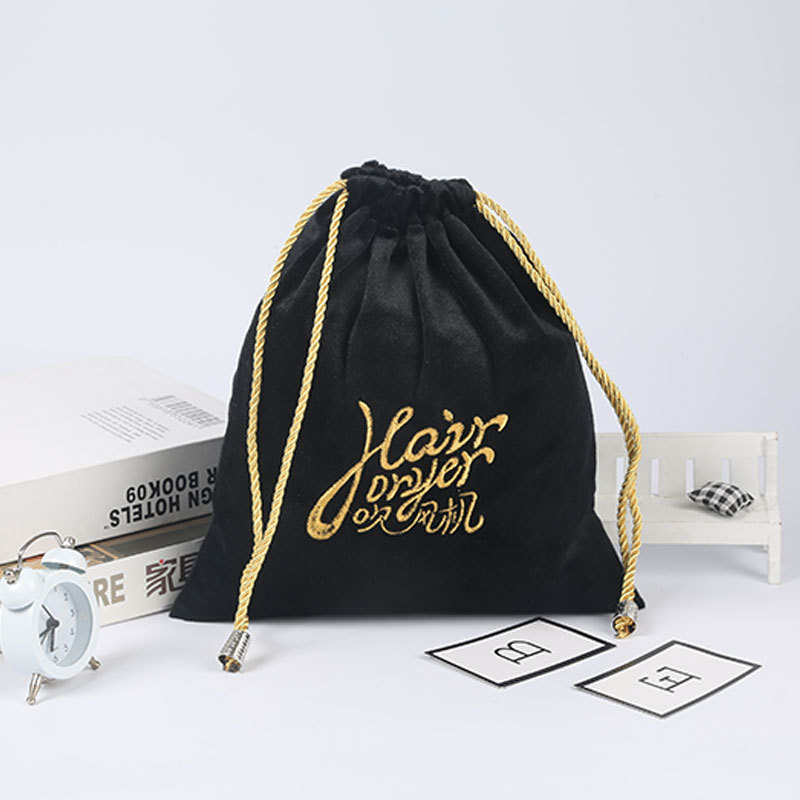 天鹅绒布束口袋批发抽绳黑色充电宝耳机收纳袋首饰饰品袋包装布袋