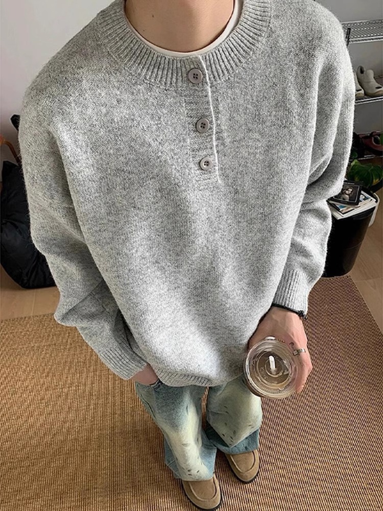 Pull rétro américain à col montant pour homme, automne-hiver, style décontracté, haut de gamme, manches longues, en maille._voghion.com