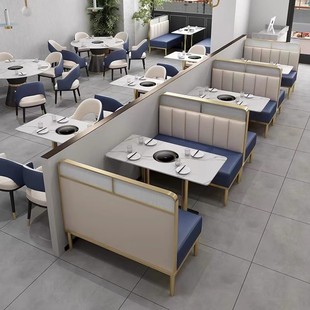 Customized Western Restaurant Hot Pot Restaurant Dining Hotel Wall-Mounted Booth Sofa Music Dining Bar Table and Chair Set for Commercial Hot Pot Use