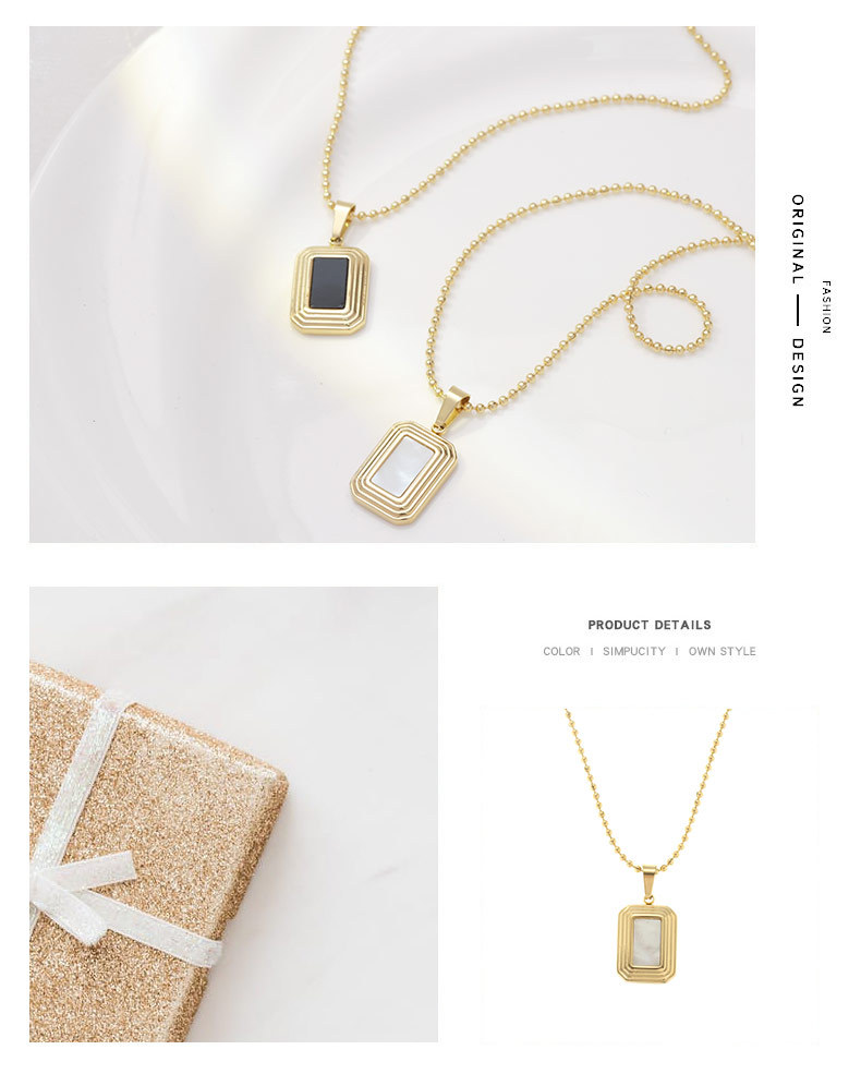 Retro Square Titanium Steel Plating Shell Necklace_colorza_2