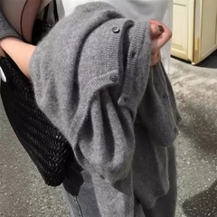 春秋新款女羊毛开衫圆领上衣外搭短款纯色毛衣百搭针织开衫小外套