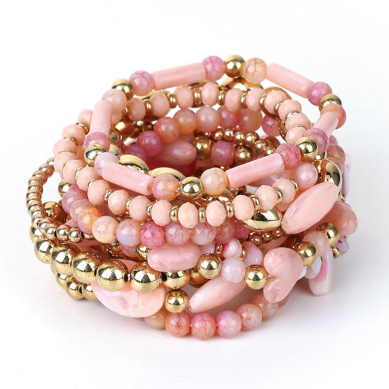 All Seasons Season Elegant Irregular Geometric ABS Artificial Crystal Beaded Chain Stretch Adjustable Beaded Bracelets Wholesale