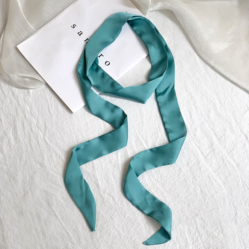 Pañuelo de seda de tira larga, sentido avanzado, nuevo color caramelo, color sólido, bufanda estrecha y versátil, cinta decorativa para el cabello, cinta para atar, cinta