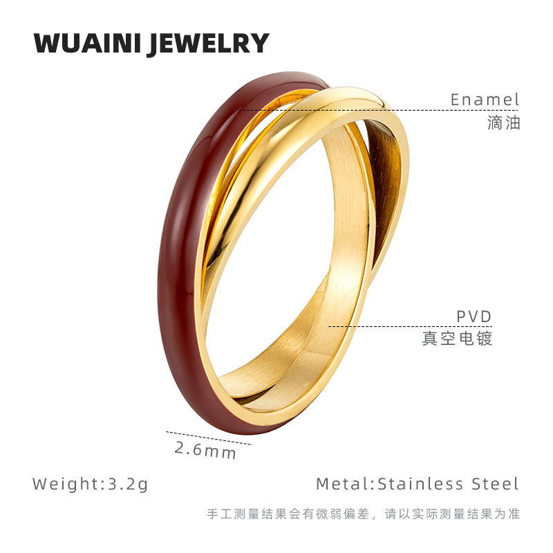 5g Weight Rings Classification Wholesale Jewelry Elegant Simple Style Geometric Titanium Steel Enamel Rings
