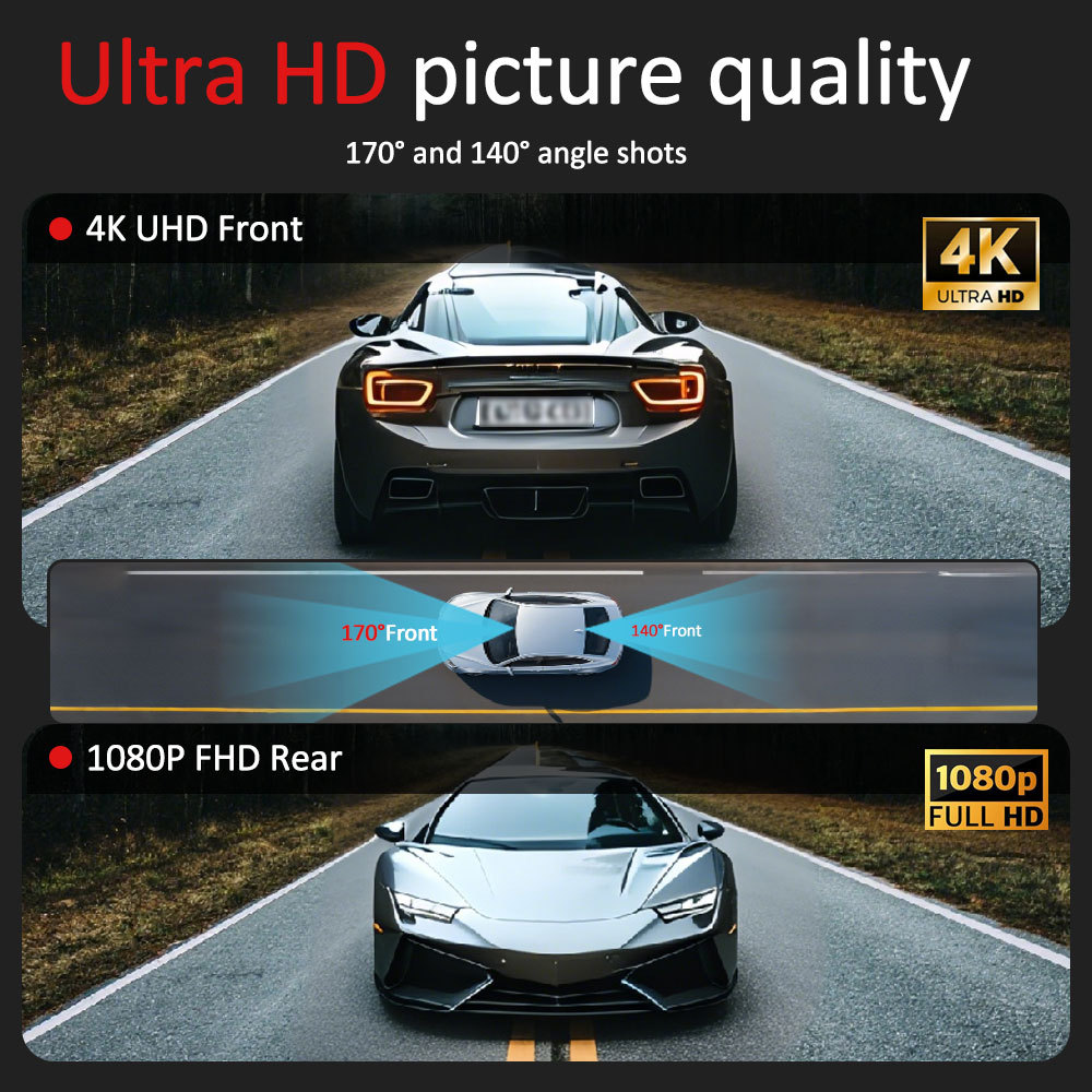 New cross-border dual-camera 4K dashcam with high-definition ADAS loop recording 3.2inch GPS car recorder