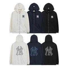 高版本MLB男女秋冬款NY刺绣logo舒适百搭拉链连帽卫衣