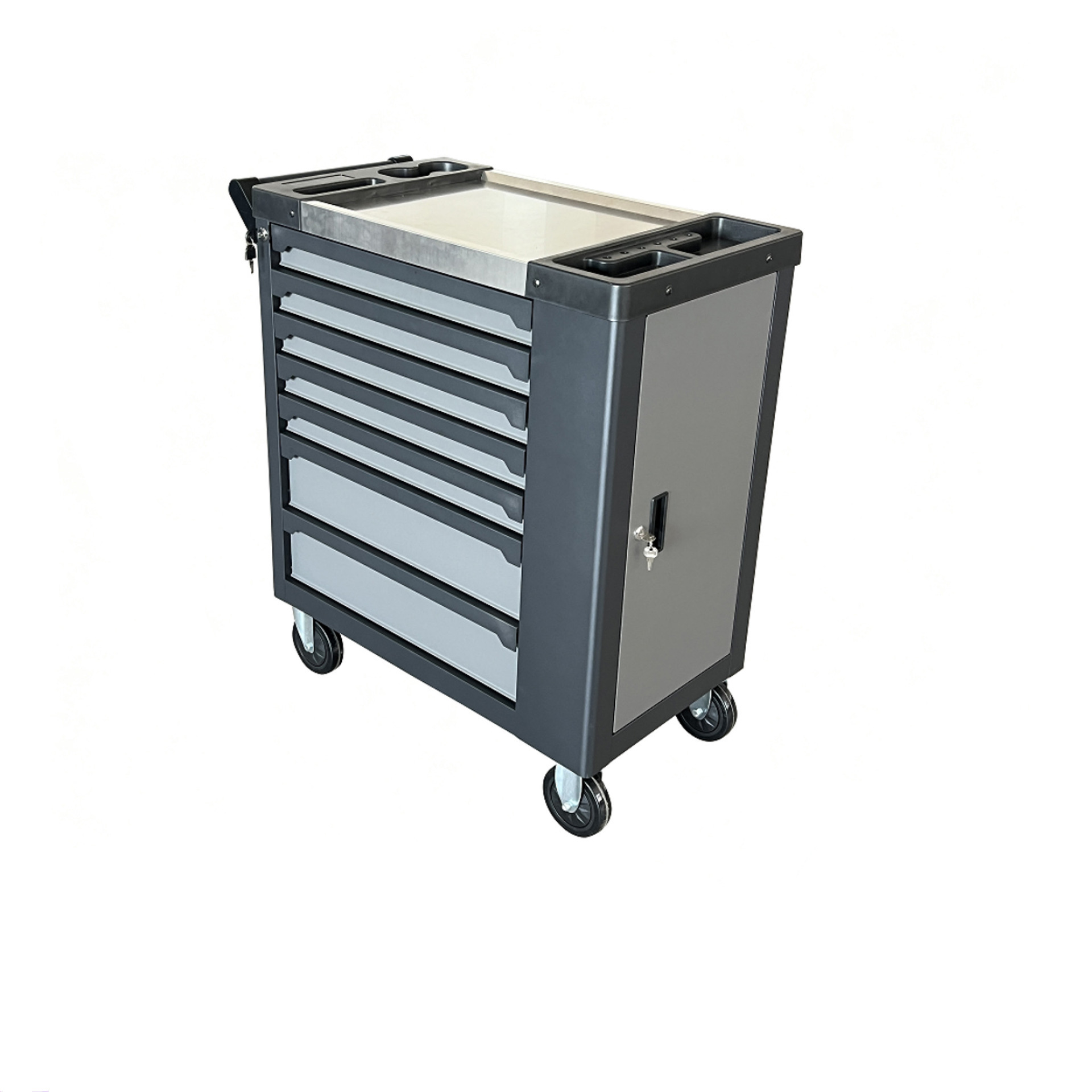 7层带锁工具车 静音轮汽修车间移动收纳柜不锈钢台面