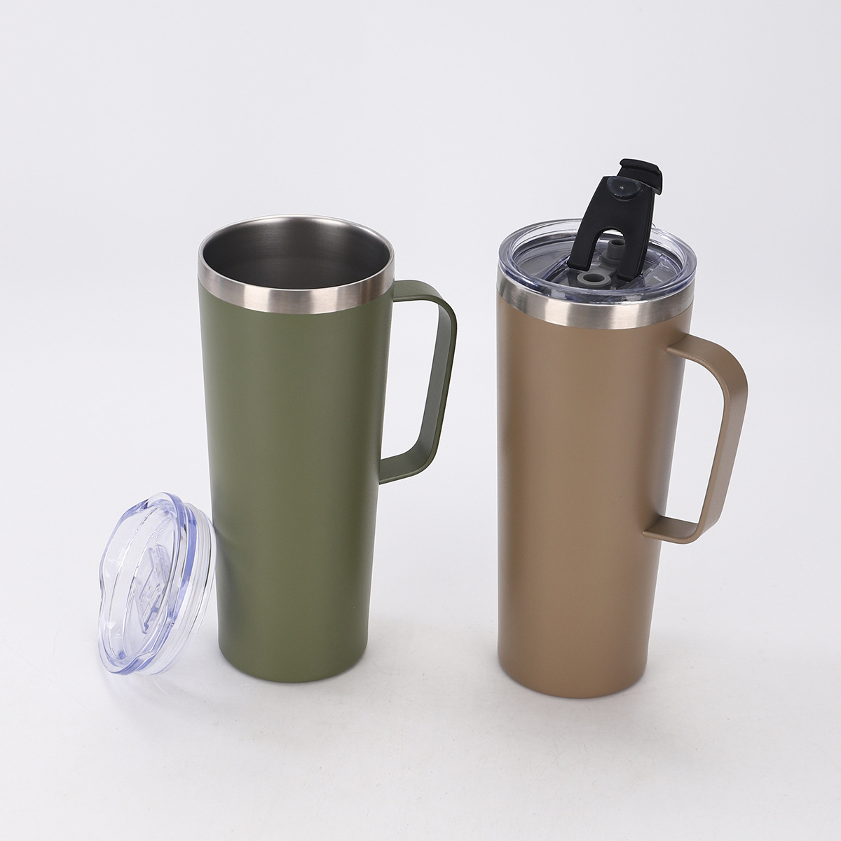 Nuevo mango de acero inoxidable transfronterizo de 12oz taza de oficina taza de café portable al aire libre taza de aislamiento térmico