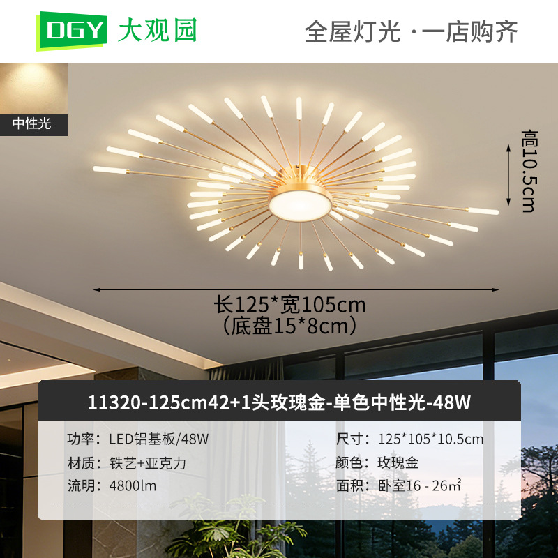 Luz de sala de estar nueva lámpara de fuegos artificiales creativa moderna lámpara de techo de dormitorio minimalista lujoso lujoso lujoso luz de sala de estar L002