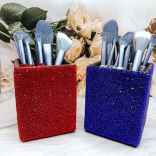 Stone inlay, square pens holder for office, table storage basket, brush, storage system