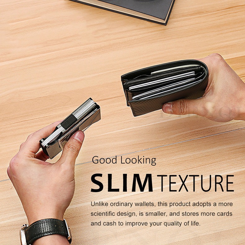 Titular de la tarjeta multifunción de los hombres caja de tarjeta de aluminio de metal anti-magnético antirrobo RFID tarjeta de crédito billetera titular de la tarjeta de belleza