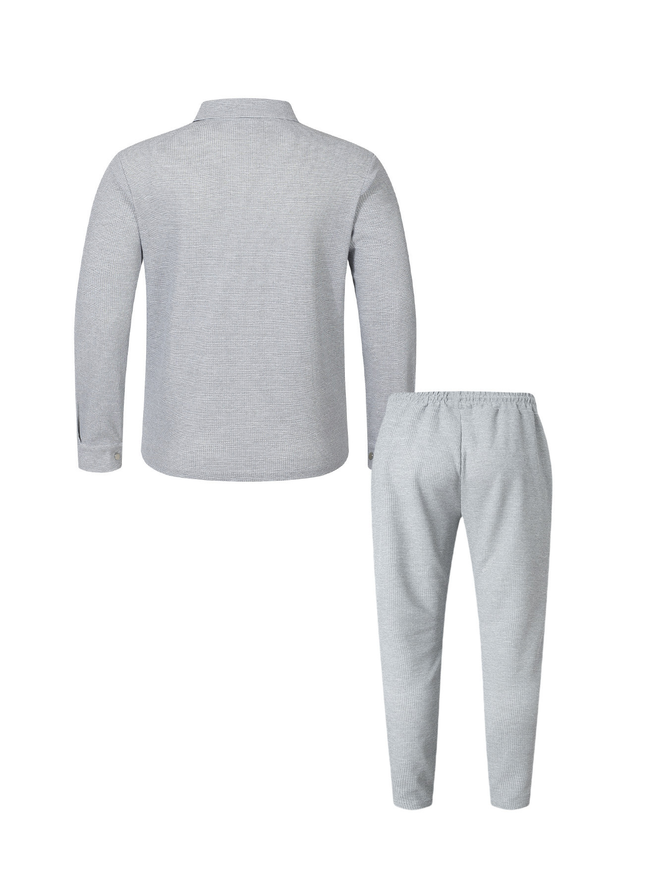 Men's Waffle Pattern Polo Shirt And Trousers Co-ord Set Casual_voghion.com