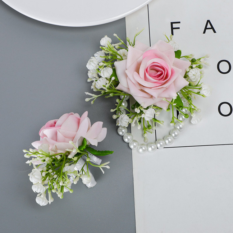 Nouveaux Fournitures De Mariage Corsage De Broche De Fleur De Poignet De Simulation Blanche De Style Occidental display picture 4