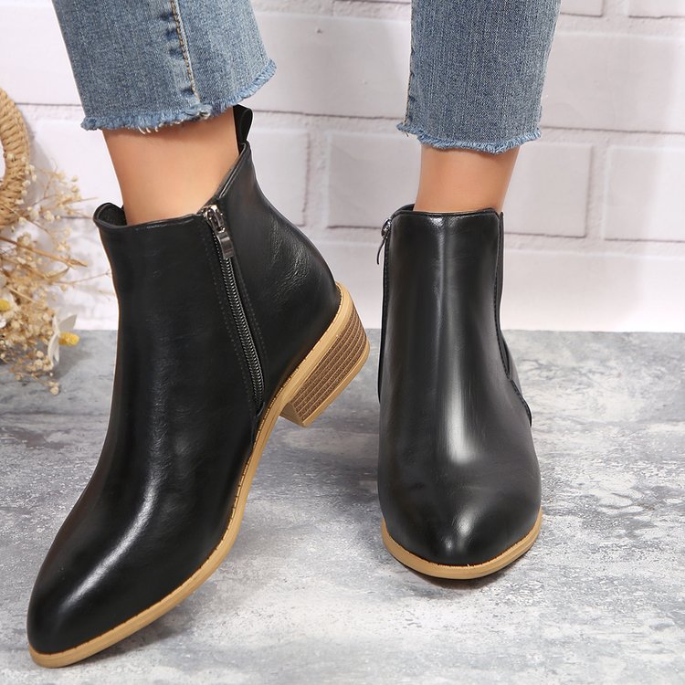 Fall and winter new side zipper casual short boots_voghion.com
