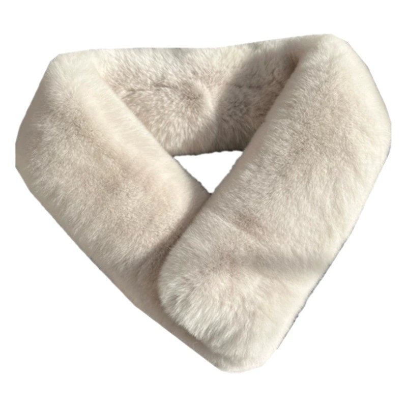 Шарф из натурального меха кролика Рекс, осенне-зимний милый Универсальный однотонный пушистый студенческий шарф в Корейском стиле, теплый утолщенный женский шарф в новом стиле