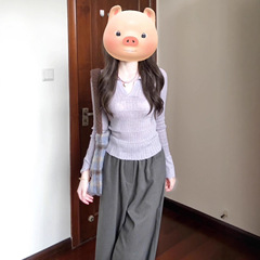 紫色polo翻领针织打底衫女秋季2025新款内搭打底修身显瘦软糯上衣