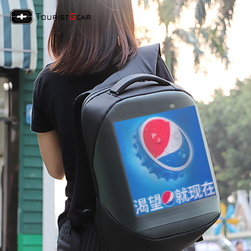Mochila con Pantalla LED, Impermeable, DIY, Moda, Publicidad Móvil, Exterior