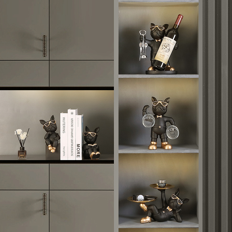 Sujetalibros Decorativo de Perro de Resina Hecho a Mano para Escritorio y Estantería