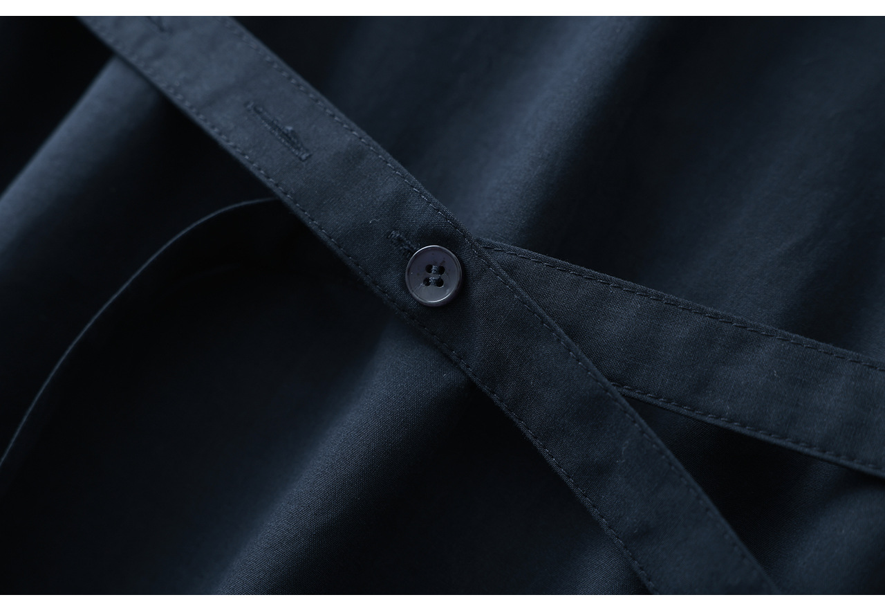 Áo sơ mi nữ dài tay chất lụa tencel phối xoắn thanh lịch — xanh lam chi tiết 29