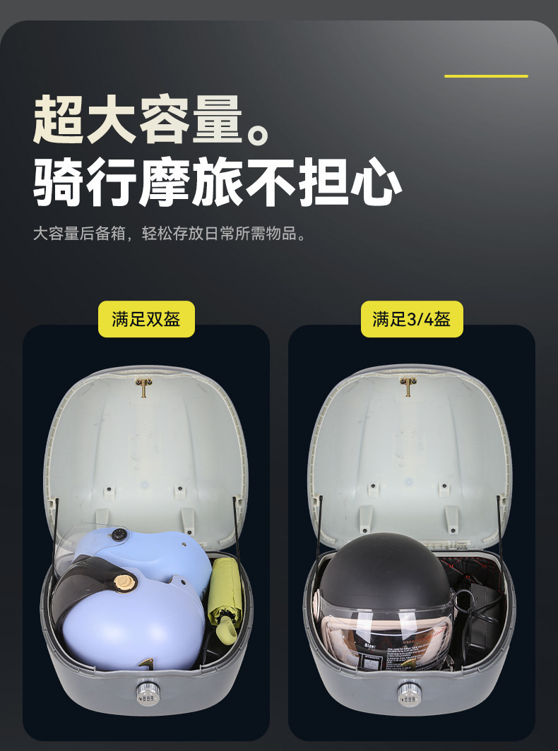 Retro Motorcycle Tail Box with Large Capacity, Scooter Rear Trunk Made of Abs Material, Large Capacity for Electric Vehicles